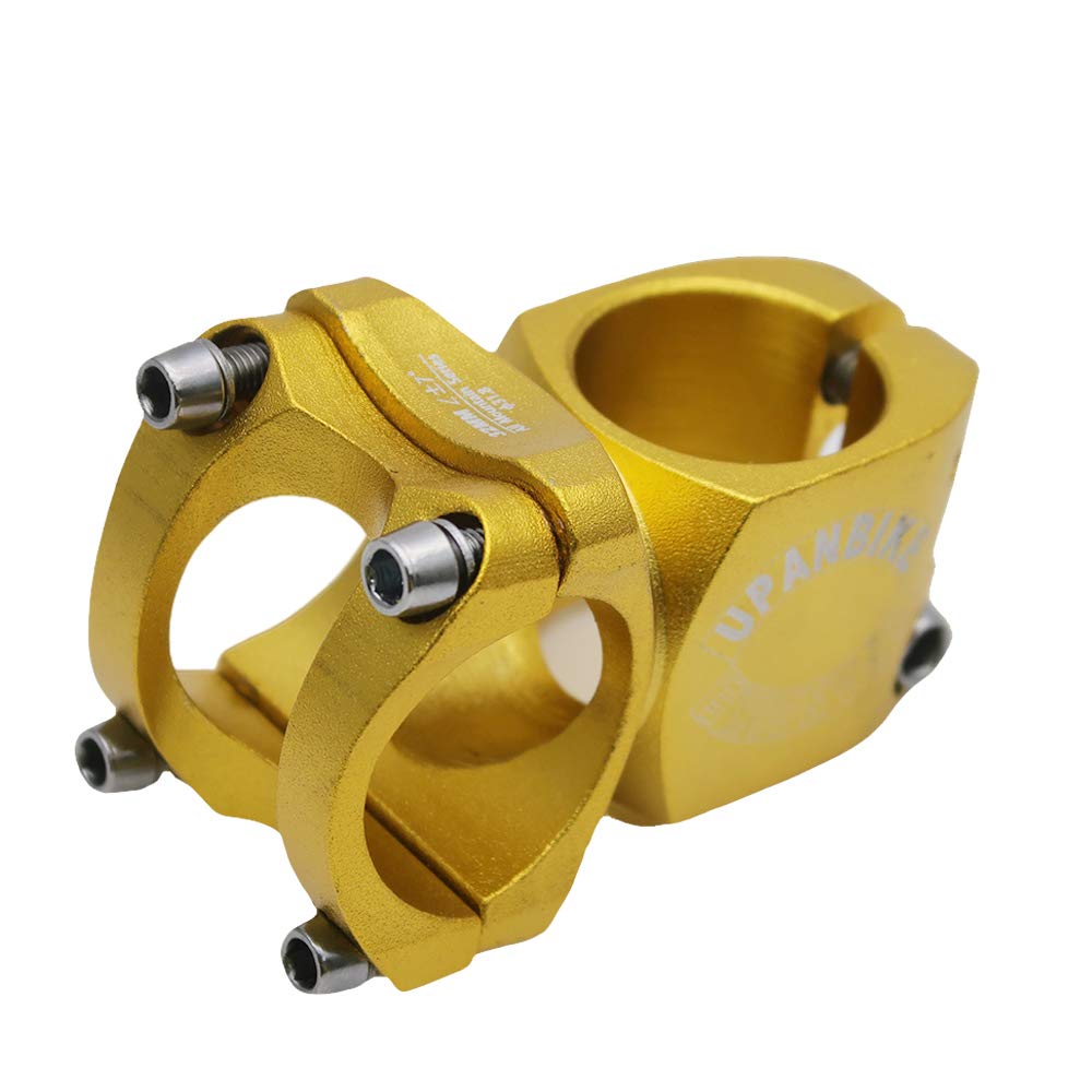 UPANBIKE 31.8mm Bike Stem 28.6mm 32mm Mountain Bicycle Stem Aluminum Alloy Short Stem for Road Bike MTB BMX(Gold)