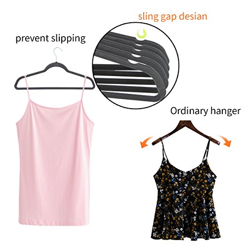 TIMMY Velvet hangers 30 Pack Nonslip Ultra Thin Clothes hangers Heavy duty Coat Hangers with Swivel Hook (Gray) - Thumbnail 3