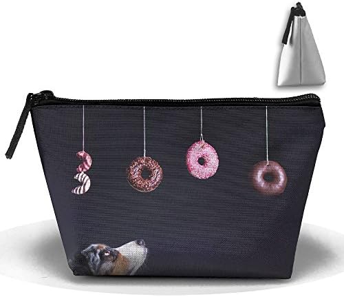 Toiletry Pouch Makeup Bag Dog Bagels Doughnut Trapezoidal Portable Cosmetic Storage Travel Bag Phone Coin Purse Wallet Pencil Holder Zipper