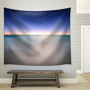 Sky and sea View at Night - Fabric Wall Tapestry Home Decor - 51x60 inches