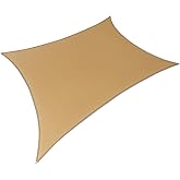 Amazon Basics Outdoor Patio Sun Shade Sail with UV Block, Blocks Harmful UV Rays, Stainless Steel D-Rings for Secure Installation and Stability, Provides Ample Shade, 10' x 13' ft, Sand