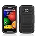 Moto E Case, Motorola Moto E Case, Starshop Full Protection Dual Layers Hybird Case with Kickstand and Locking Belt Swivel Clip Black