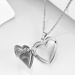 PHOCKSIN Glossy Silver Heart Lockets Personalized