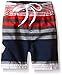 Kanu Surf Little Boys' Toddler Optic Stripe Swim Trunk, Navy/Red, 2T