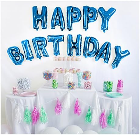 UP Celebrations-Birthday Banner, Happy Birthday Banner, Birthday Balloons, Birthday Decorations, Balloon for Birthday, Foil Happy Birthday Balloons, Balloon Decorations, Balloon Banner (Blue, 16in)