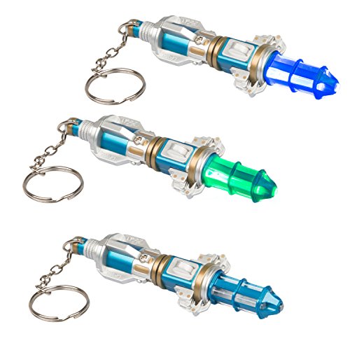 Doctor Who Sonic Screwdriver Keychain Flashlight - New 12th Doctor Design featuring Blue and Green Lights - Thumbnail 2