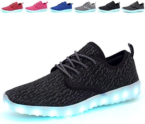 SYKT Kids LED Light Up Shoes Flashing Sneakers for Girls Boys Black EU 28M US 11