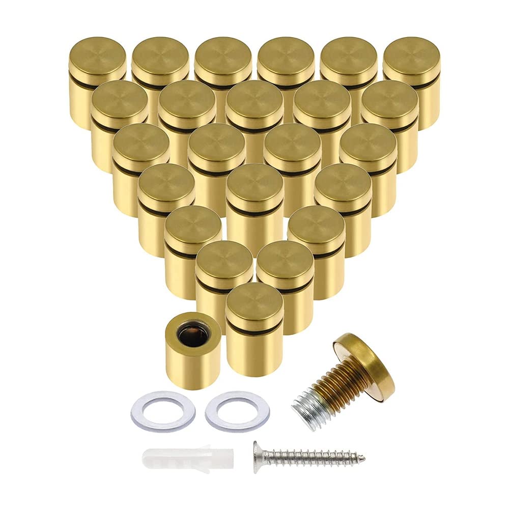 Tooteeru 24 Pcs 3/4 inch x 1inch Stainless Steel Standoff Screws, Wall Sign Standoff Mounting Hardware Advertising Glass Standoff