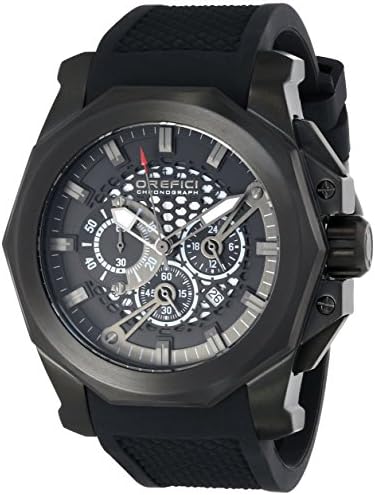 Orefici Unisex ORM2C4803 "Gladiatore" Black Ion-Plated Stainless Steel Watch with Black Rubber Band