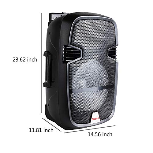 Shinco Portable PA Speaker Bluetooth Sound System 12-inch Woofer Battery Powered Loudspeaker with DJ Light, Microphone