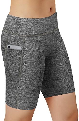 HUATUWomen Performance Compression Shorts with Side Pocket (X-Large Waist 27.56-43.31inch, Gray)