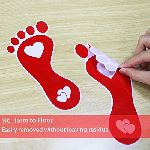 Tifeson 98 PCS Valentine's Day Heart Floor Stickers Decoration for Home Office - Heart Footprints Decals for Wall, Window - Valentines Party Decorations, Wedding, Anniversary Decor - Thumbnail 4