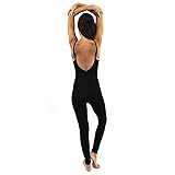 Yoga Workout Black Cotton Bodysuit One Piece