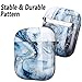 Airpods Case - LitoDream Cute Marble Apple Airpods Accessories Protective Hard Case Cover Portable & Shockproof Women Girls Men with Keychain for Airpods 2/1 Charging Case (Blue Marble)