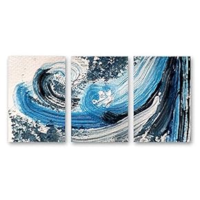Canvas Wall Art Original Design Abstract Ink Style Painting Artwork for Home Prints Framed - 16"x24" x 3 Panels