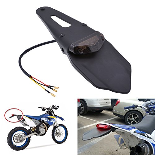 KATUR Rear Fender LED Brake Red Tail Light Lamp with Bracket for Off-Road Motorcycle Motocross Dirt Bike (Smoke Lens)