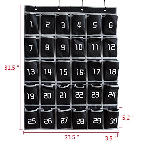 Classroom Numbered Pocket Organizer,Eamay Hanging Pocket Chart for