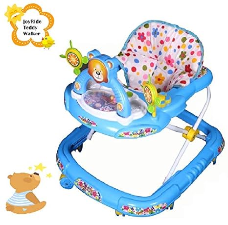 JoyRide Teddy Musical Walker Folding & Height-Adjustable Walker for 6-18 Months Baby (Blue)