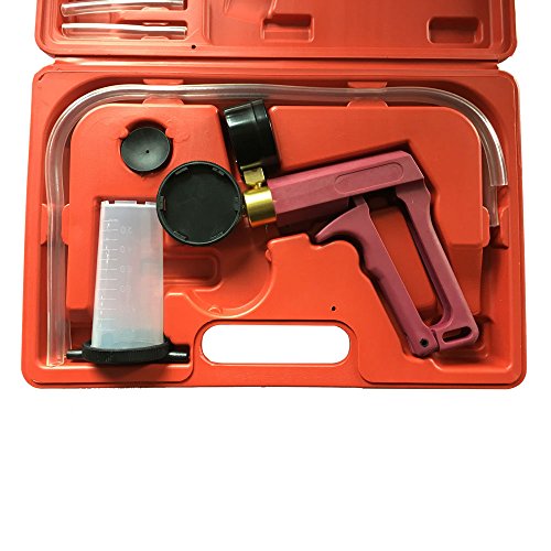 Hand Held Brake Fluid Bleeder Bleeding Tester & Pistol Vacuum Pressure Pump Gauge Test Tuner Detector Tool Set with Adapters Case for Automotive Car Motorcycle - Thumbnail 5