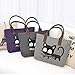 Jiyaru Women Canvas Tote Purse Handbag Cat Tote Shoulder Bag Casual Bag Black