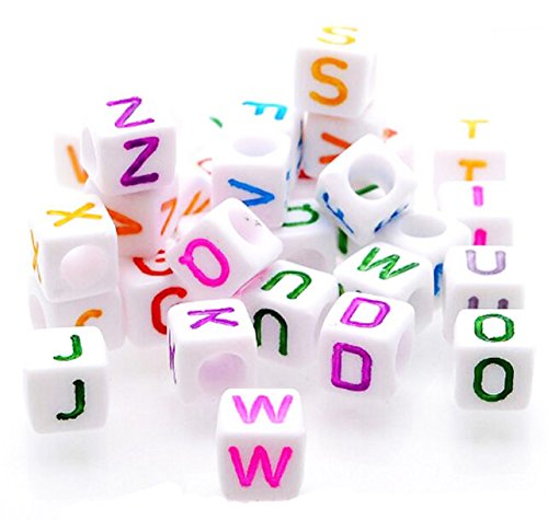 800pcs 6mm alphabet cube acrylic beads - white with ass…
