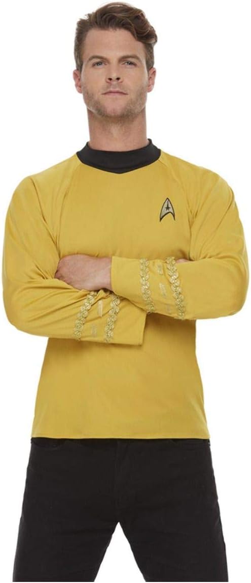 Smiffys Star Trek Voyager Science Uniform, Star Trek Top with Embroidered Delta Badge & Rank Insignias