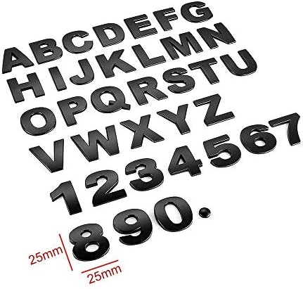 Car Styling Funny 25mm Car Auto Chrome DIY 3D Adhensive Letters Digital Alphabet A - Z 0-9 Emblem Decoration Car Sticker Metal Color Black