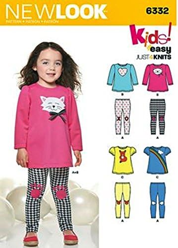 Simplicity New Look Kids Easy Just 4 Knits Pattern 6332 Toddler Tops and Knit Leggings Sizes 1/2-1-2-3-4