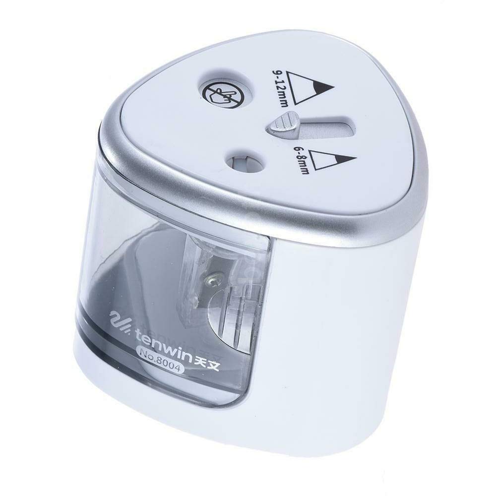 SUPERTOOL Electric Pencil Sharpener Automatic Sharpener Double Hole Silver Stationary for Kids Office Professional Artists(Silver)