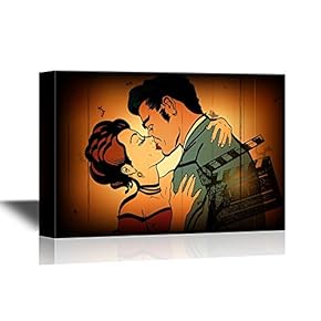 Vintage Filming Equipment Canvas Wall Art - Vintage Movie Scene and The Clapperboard - Gallery Wrap Modern Home Art | Ready to Hang - 12x18 inches