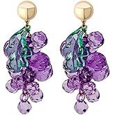 ONLYJUMP 3D Grape Earrings for Women Green Grape Fruit Tassel Earrings Fruits Leaf Cluster Acrylic Lightweight Dangle Drop Earrings Statement Beach Holiday Jewelry Gifts