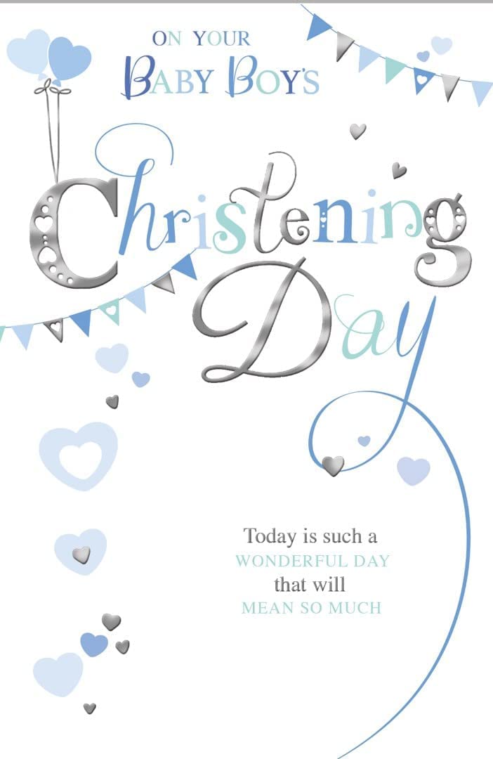 Baby Boy Christening Day Greeting Card 20 x 14 cm Very Special Occasion Congratulations