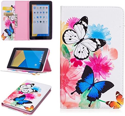 Kindle Fire 7 case, Jessica PU Leather Folio Flip Smart Stand Wallet Case with Built in Card Slots &amp; Money Slot for Amazon Kindle Fire 7 (Previous 5th Generation, 2015 Release Only)