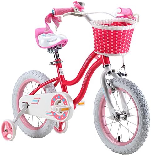 Bicycles for Girls 12 inches of RoyalBaby Stargirl with Training Wheels and Basket, Available in Pink or Blue Color, Perfect for Outdoor