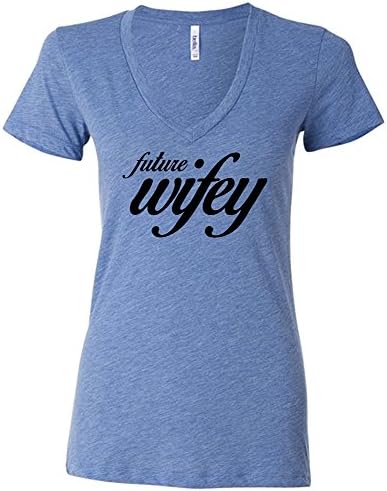 She Said Tees Womens "Future Wifey" fitted v-neck tee Small - Blue w/Black Font