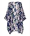 ACEFAST INC Vintage Women Girls Floral Print Long Loose Kimono Jacket Coat Cardigan Blouses Blue, Large