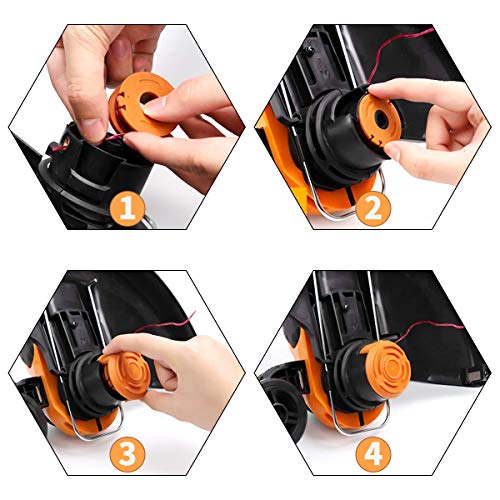 Generep Weed Eater String Generic Replacement Trimmer Line for Worx WA0010 WG180 WG163 Spools,10 ft/0.065 Inch Trimmer String Refills Parts,WA6531 GT Spools Cap Cover(8 Spools, 2 Caps)