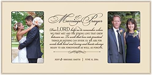Wedding Gift Picture Frame Personalized wedding Bride and Groom parents Marriage Prayer" holds 2 4x6 photos Exclusively from DaySpring Milestones (Ivory)