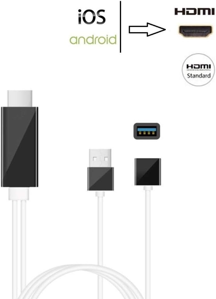 Mhl to HDMI Adapter Cable, SZYCD MHL Cable for Android Phones, Compatible with iOS Devices and Android Smartphones to HDTV Monitor Projector 1080P, Plug and Play