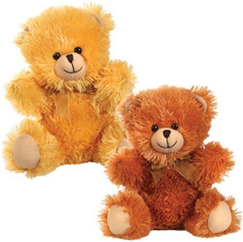 Plush Sitting Teddy Bears 10 Inches 2 Colors Tan & Rust Set