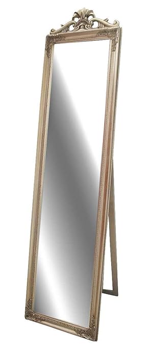 Livitat LV8751-S Stand-/ Ankleidespiegel Barock Landhaus, 180 cm, antik silber