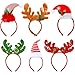 ELCOHO 6 Pack Christmas Headbands Elves Party Hats Christmas Reindeer Costume Headbands for Christmas Holiday Party