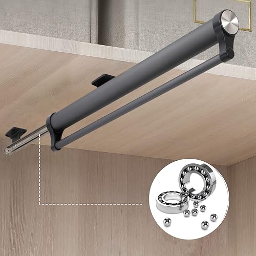 Extendable Clothes Hanging Rail for Entryway Closet, Sturdy Aluminum Adjustable Rail Space Saving Storage (Grey, 292mm)