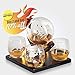Royal Decanters Etched Globe Whiskey Decanter Gift Set- Glasses & Glass Beverage Drink Dispenser also for Brandy Tequila Bourbon Scotch Rum -Alcohol Related Gifts for Dad (850ML) (4 Glass Square)