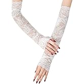 Specell Women's Lace Long Gloves Fingerless Floral Gloves Bridal Prom Glove For Wedding Party Tea Parties Costume Accessories