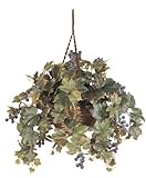 Nearly Natural 6026 Grape Leaf Hanging Basket Decorative Silk Plant, Green