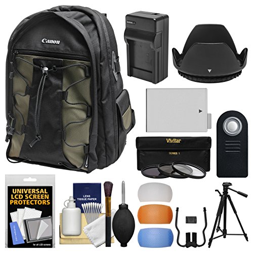 Canon 200EG Deluxe Digital SLR Camera Backpack Case with LPE8 Battery + Tripod + Filters + Kit