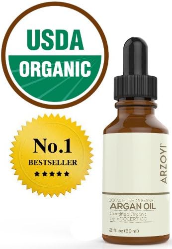 Argan Oil for Hair, Face, Skin, Nails & Body by Arzoyi. Organic, Moroccan, 100 Pure, USDA, Cold Pressed Argan Oil for Treatment, Growth, Hair Care.
