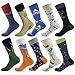 Bonangel Men's Fun Dress Socks - Colorful Funny Novelty Crazy Crew Socks Packs with Cool Argyle Pattern (Shark 3)