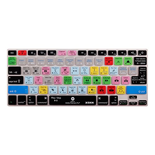 XSKN Adobe Premiere Shortcuts Keyboard Skin Silicone Hotkeys Keyboard Cover for Macbook Air 13 & Macbook Pro 13 15 17, Retina (US / European ISO Keyboard)
